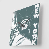 New York Clock Statue of Liberty Wall Clock Quadratische Wanduhr (Winkel)
