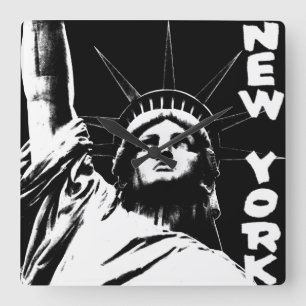 New York  Clock Statue of Liberty Wall Clock Quadratische Wanduhr