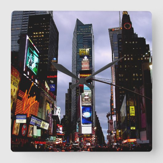 New York Clock Times Square NY Wall Clock Quadratische Wanduhr (Vorderseite)