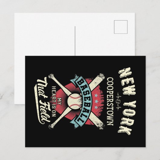 New York Cooperstown Baseball Postkarte (Vorne/Hinten)