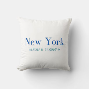 New York Cotton Pillow mit GPS-Koordinaten Kissen