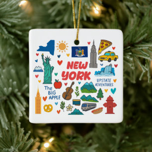 New York Custom Family Trip Weihnachten Keramikornament