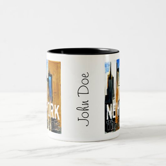 New York Das Abstrakte Bild von Big Apple Zweifarbige Tasse (Mittel)
