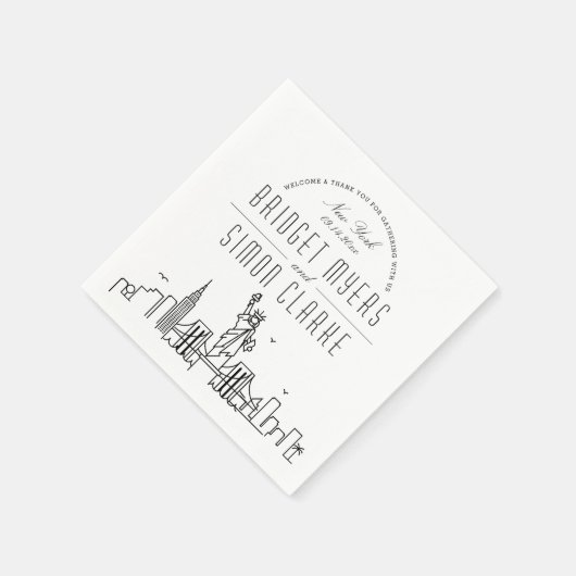 New York Deko Skyline | Hochzeitsveranstaltung Nap Serviette (Ecke)