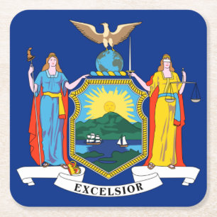 New York: Der Empire State, Zuhause Big Apple Flag Rechteckiger Pappuntersetzer