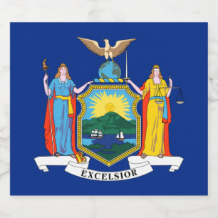 New York: Der Empire State, Zuhause Big Apple Flag Schaumweinetikett