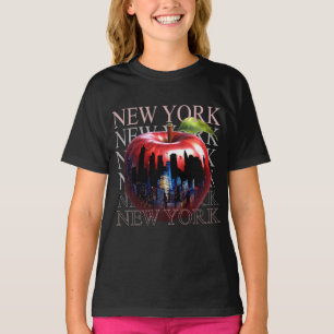 New York Der Große Apfel Frucht Silhouette Stadt T-Shirt