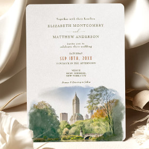 New York Destination Wedding Watercolor Invitation Einladung
