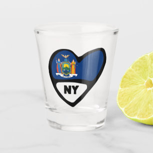 New York, die "State Flag in Heart Shot Glass" Schnapsglas
