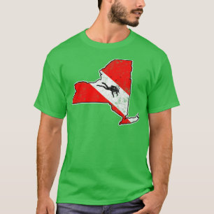 New York Dive Flag Scuba Dive Staat Karte Flasche T-Shirt