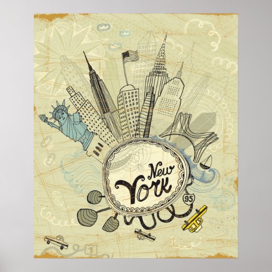 New York Doodle Poster (Vorne)