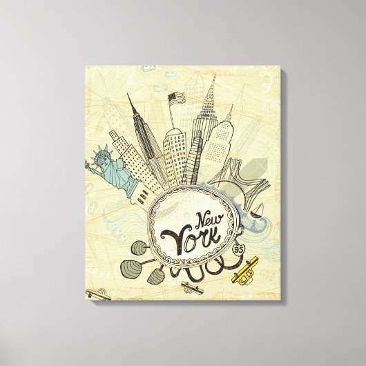New York Doodle Poster Leinwanddruck (Vorderseite)