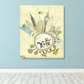 New York Doodle Poster Leinwanddruck (Insitu (Holzboden))