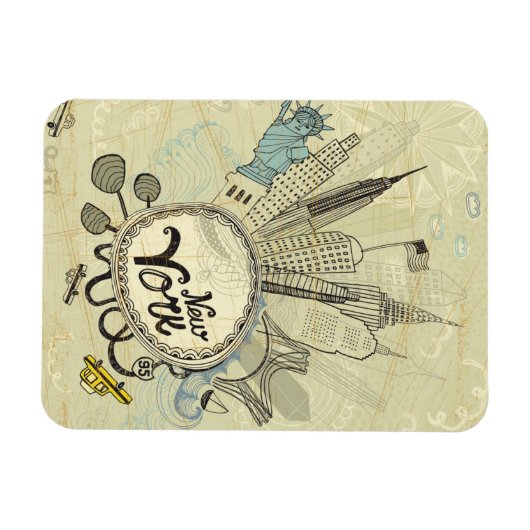 New York Doodle Poster Magnet (Horizontal)