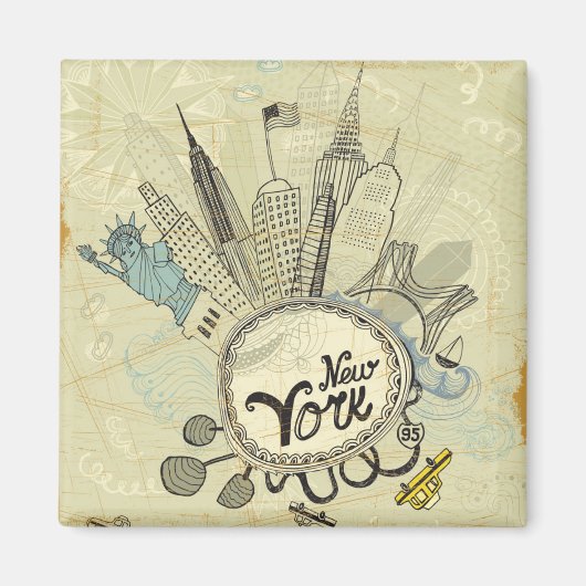 New York Doodle Poster Magnet (Vorne)