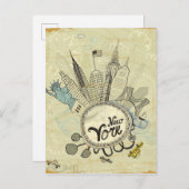 New York Doodle Poster Postkarte (Vorne/Hinten)