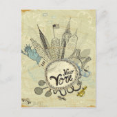 New York Doodle Poster Postkarte (Vorderseite)