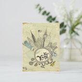 New York Doodle Poster Postkarte (Stehend Vorderseite)