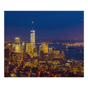 New York Downtown Skyline nach Dark Fotodruck