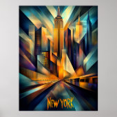 New York Dynamic Cubism - Modern Geometric Skyline Poster (Vorne)