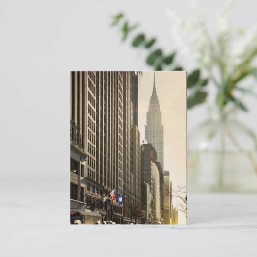 New York, E 42 St. und Chrysler Gebäude Postkarte (Stehend Vorderseite)