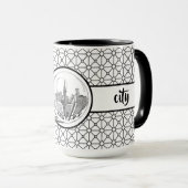 New York Elegant Pattern Black Ringer 15oz Tasse (VorderseiteRechts)