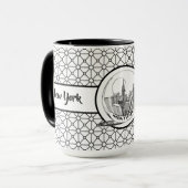New York Elegant Pattern Black Ringer 15oz Tasse (Vorderseite Links)