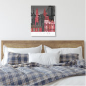 New York Elevations by Night - Red Leinwanddruck (Insitu (Schlafzimmer))
