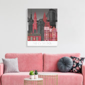New York Elevations by Night - Red Leinwanddruck (Insitu (Wohnzimmer))