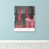 New York Elevations by Night - Red Leinwanddruck (Insitu (Holzboden))