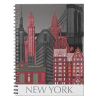 New York Elevations by Night - Red