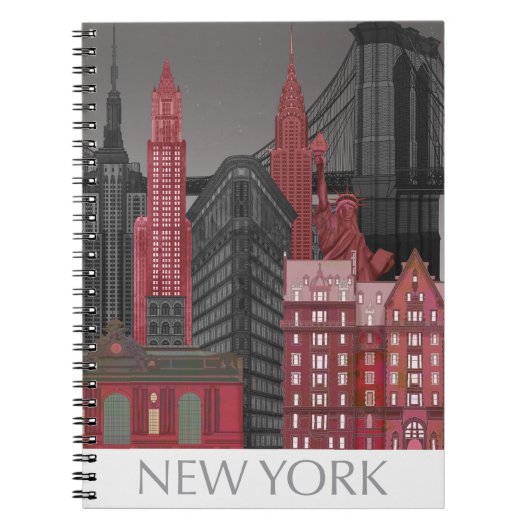 New York Elevations by Night - Red Notizblock (Vorderseite)