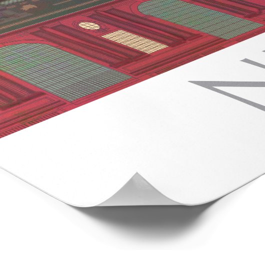 New York Elevations by Night - Red Poster (Ecke)