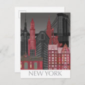 New York Elevations by Night - Red Postkarte (Vorne/Hinten)