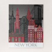 New York Elevations by Night - Red Puzzle (Vertikal)