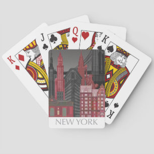 New York Elevations by Night - Red Spielkarten