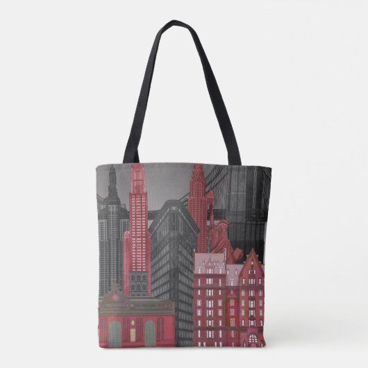 New York Elevations by Night - Red Tasche (Rückseite)