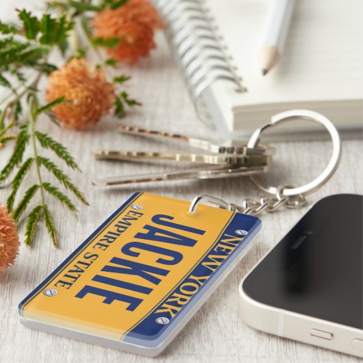 New York Empire State License Plate Art Custom Schlüsselanhänger (Vorderseite rechts)