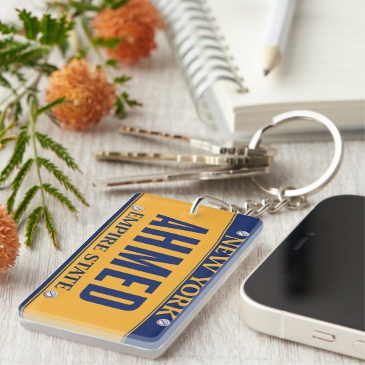 New York Empire State License Plate Art Custom Schlüsselanhänger (Vorderseite rechts)