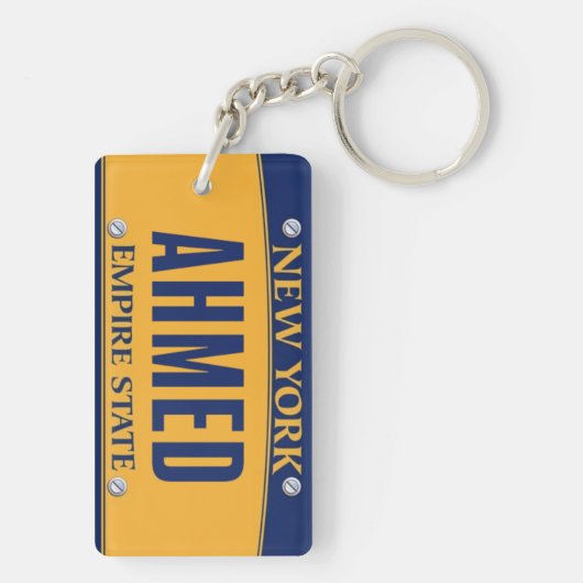 New York Empire State License Plate Art Custom Schlüsselanhänger (Rückseite)