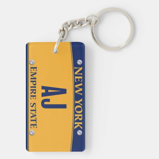 New York Empire State License Plate Art Custom Schlüsselanhänger (Rückseite)