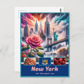 New York Essence Sehenswürdigkeiten und Legends Postkarte (Vorne/Hinten)