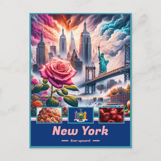 New York Essence Sehenswürdigkeiten und Legends Postkarte (Vorderseite)