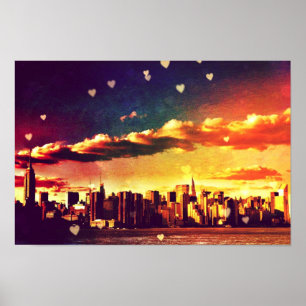 New York Fairy Tale - Skyline Hearts Poster