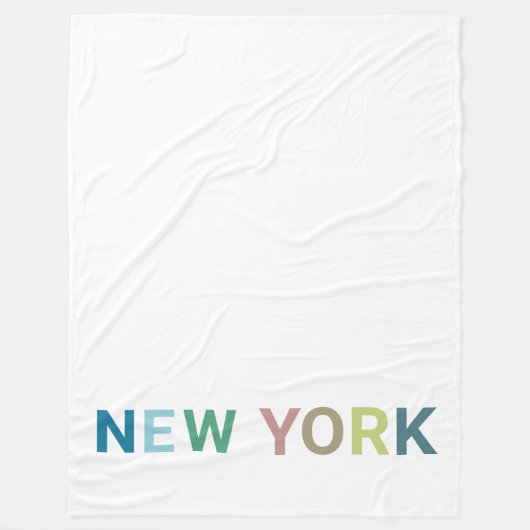 New York: Farbiger Text Fleecedecke (Vorderseite)