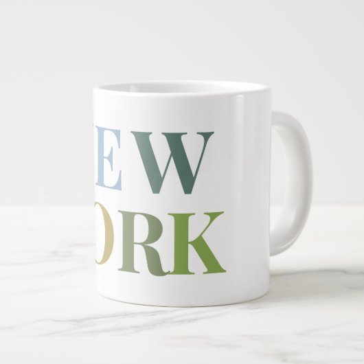 New York: Farbiger Text Jumbo-Tasse (Vorderseite Rechts)