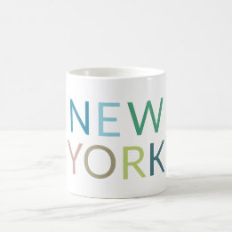 New York: Farbiger Text   Kaffeetasse