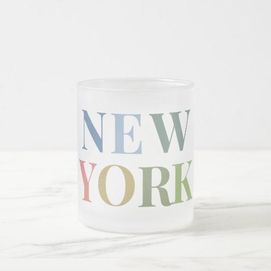 New York Farbiger Text Mattglastasse (Mittel)