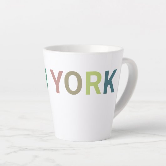 New York: Farbiger Text Milchtasse (Rechte Ecke)