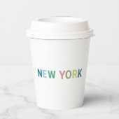 New York: Farbiger Text Pappbecher (Rückseite)